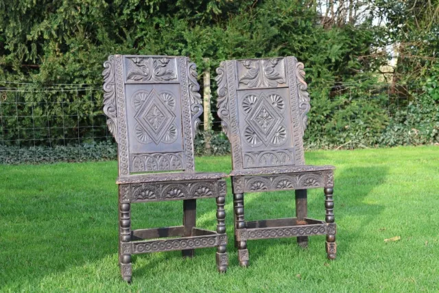 Pair of 19th century carved oak chairs