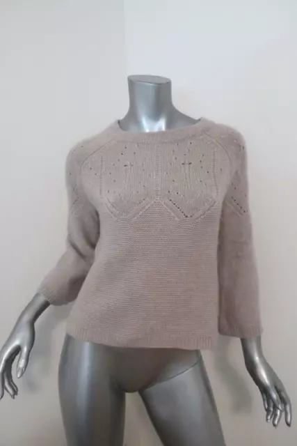 Autumn Cashmere Tie-Back Sweater Light Gray Pointelle Knit Size Extra Small