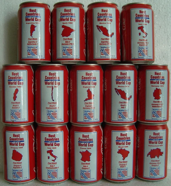 COCA COLA &WORLD CUP SOCCER" complete 330ml Can set from NETHERLANDS
