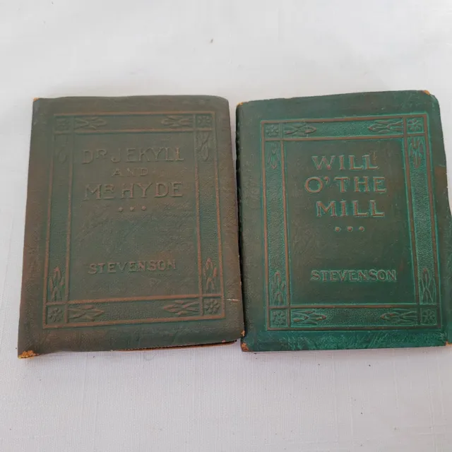 Collection of 2 Little Leather Library  Mini Antique Books By Stevenson 1920s