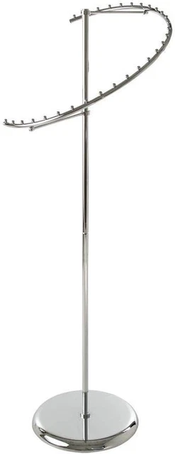Spiral Clothing Rack 67" High with 29 Ball Stops - 26" No-Tip Base - Chrome