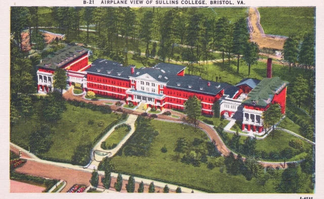 RPPC Postcard "Airplane View of Sullins College Bristol Virginia" Asheville Pub