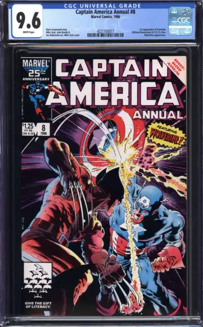Captain America Annual #8 Cgc 9.6 White Pages // Marvel Comics 1986