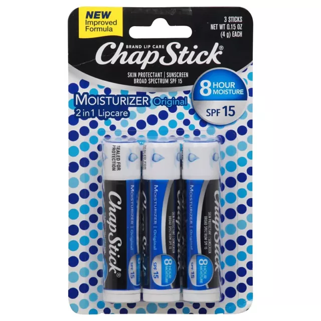 Chapstick Moisturizer 2 In 1 Lipcare 3 Piece Pack