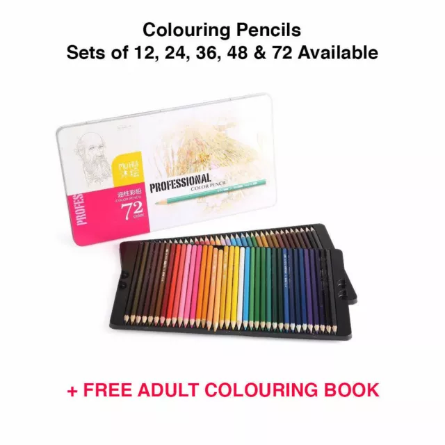 Colouring Pencils Set Drawing Artist Kids Coloured FREE ADULT COLOURING BOOK