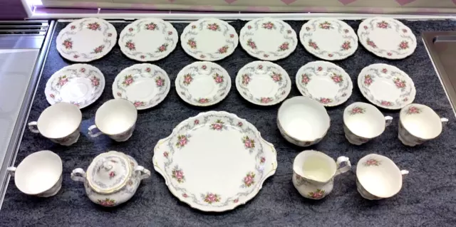 Stunning Vintage 22-Piece Royal Albert Tranquility Tea Set in English Bone China