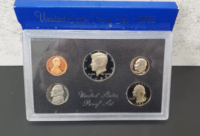 1983 United States Proof Set- Coins- Set Of 5- Collection-w Boxes-US Mint