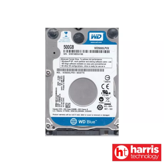 (USED) Western Digital 2.5" 500GB SATA HARD DRIVE (WD5000LPVX-80V0TT0)