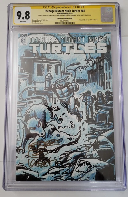 Teenage Mutant Ninja Turtles#81 CGC 9.8SS Signed & Sketch Eastman, Curnow, Waltz