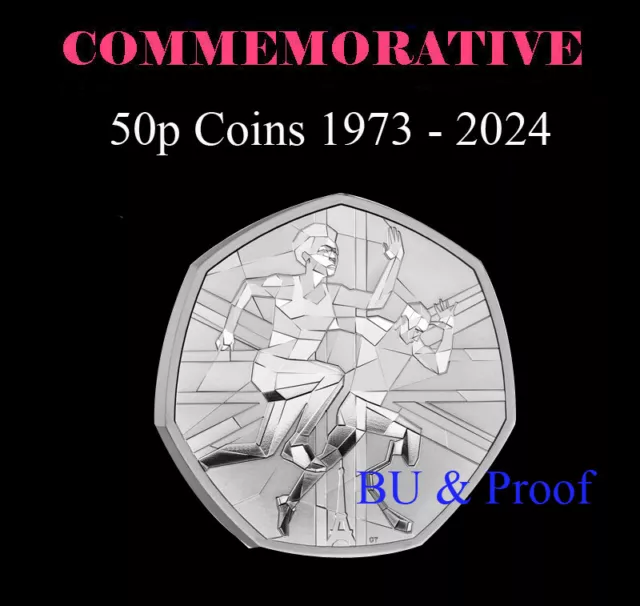 1973 - 2024 50p Fifty Pence Commemorative Coins / UK Coin Hunt PROOF & BU etc