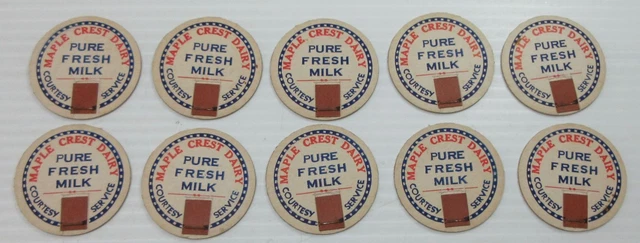 Maple Crest Dairy Pure Fresh Milk Bottle Cap Pog Lot of 10