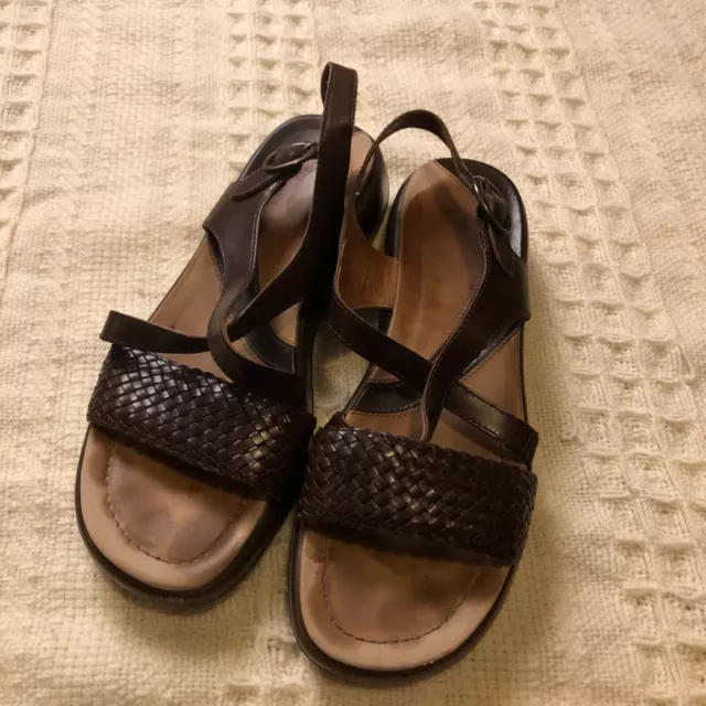 Womens Dansko Brown Leather Chunky Sandals Size 41 EU US 10.5