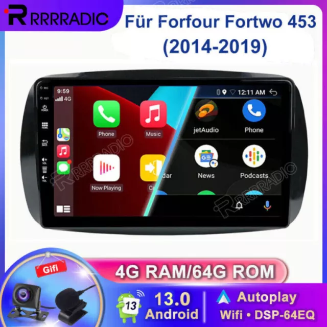 Für Mercedes Benz Smart Forfour Fortwo 453 Carplay 4+64G Autoradio GPS NAVI DAB+