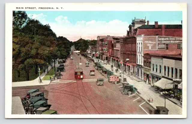 1915-20s~Fredonia New York NY~Main Street Downtown~Sievert's Drug Store~Postcard