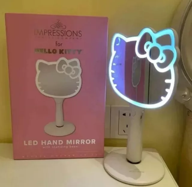 Sanrio Hello Kitty LED Handheld Portable Vanity Mirror Rechargeable Desktop...