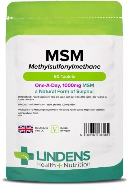 MSM (Methylsulfonylmethan) 1000 mg Tabletten organische Form von Schwefel