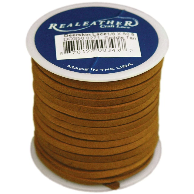 Encaje de piel de ciervo Realeather Crafts 0,125"X50' bronceado DOS50-0271