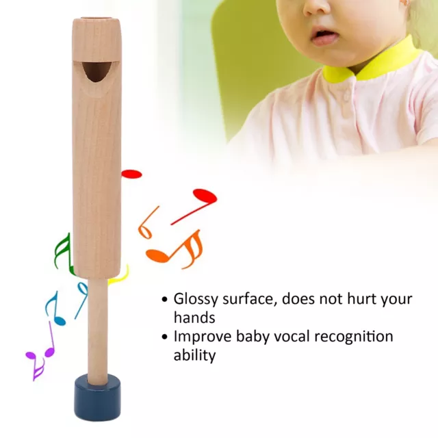 (Blue Handle)Wooden Slide Whistle Push Pull Voice Change Flute Educational IDS