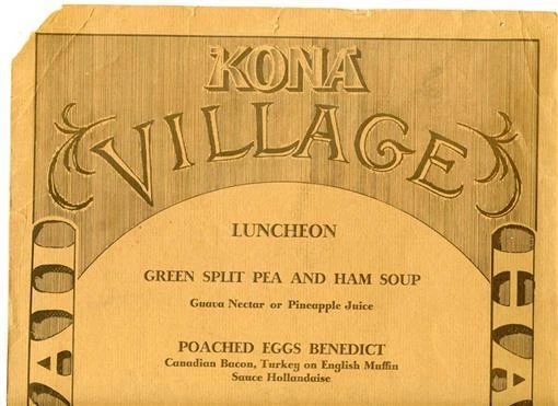 Kona Village Resort Luncheon Menu Hawaii 1960's TIKI