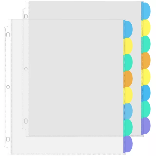 Clear Sheet Protectors with 8 Tabs, Binder Dividers with Pockets for 3 Ring B...