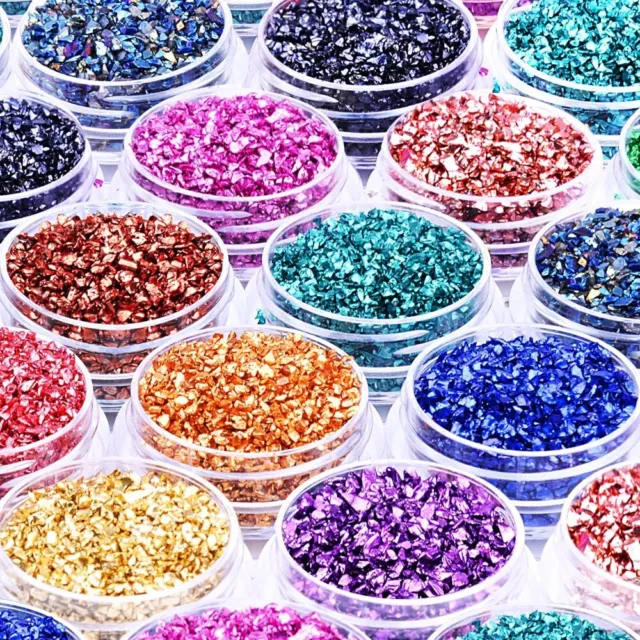 Crushed Crushed Glass for Crafts 12 Colors Fine Glitter  Jewelry Making