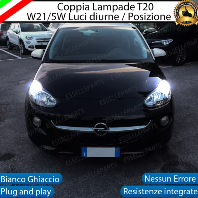 Coppia Luci Diurne Drl Posizione Led T20 W21/5W Opel Adam Canbus 6000K Bianco