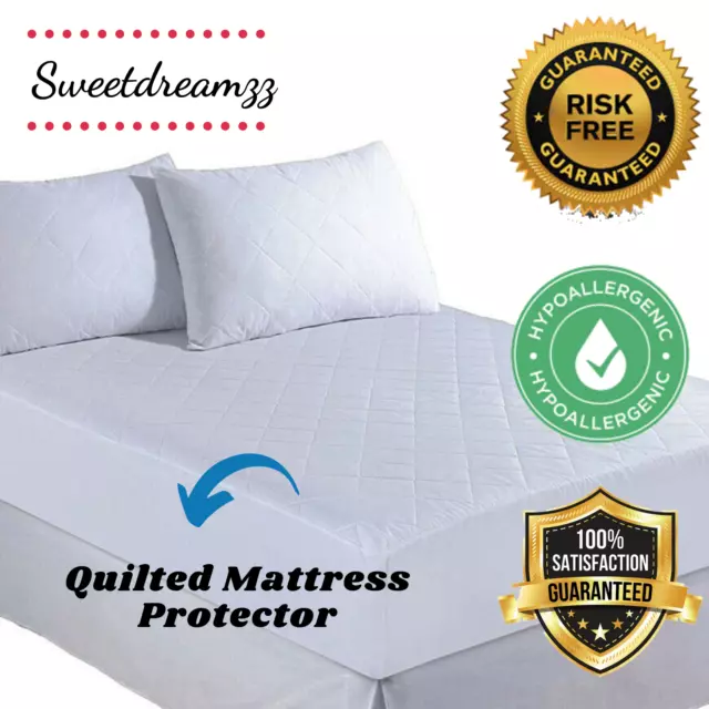 Super Soft Quilted Luxury Bed Mattress Protector Deep Fitted Sheet Cover-Single