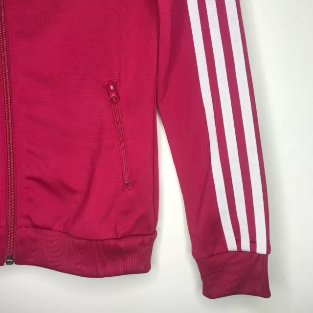 Giacca da track Adidas Originals trifoil con cerniera intera rosa logo bianco taglia 9-10 Y piccola 7