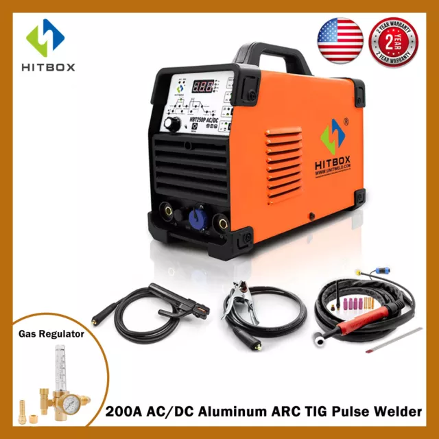 Aluminum TIG Pulse Welder AC/DC 220V 200A ARC TIG Welding Machine&Gas Regulator