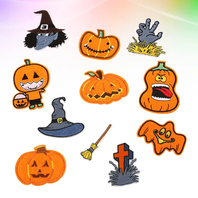 11 Pcs Halloween Applique Patches Present Stickers Cartoon Embroidery
