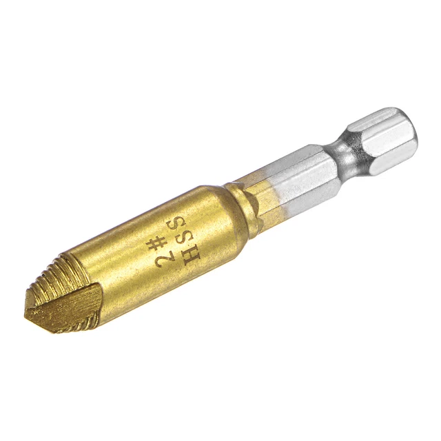 #2 1/4" Hex Shank Titanium Coated High Speed Steel Damaged Screw Extractor