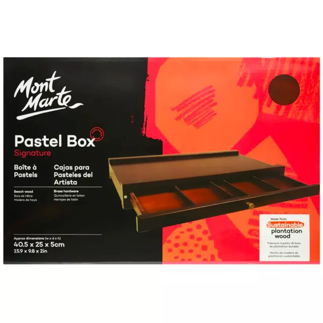 New Mont Marte Pastel Box Single Deck w Drawer Divider Aritist Storage Art