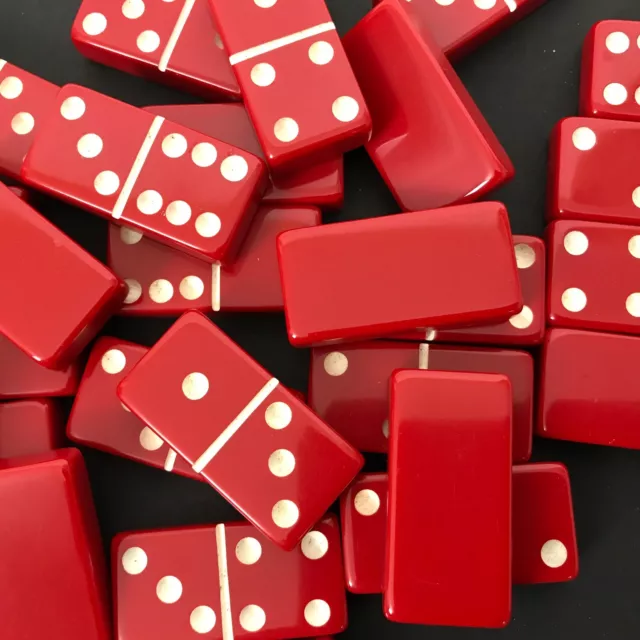 Puremco BAKELITE Vintage RED Super Thick Jumbo Dominoes Marblelike Double SIX Puremco BAKELITE Vintage RED Super Thick Jumbo Dominoes Marblelike Double SIX