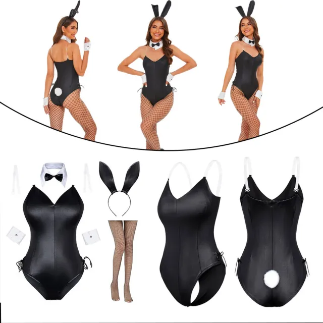 Damen 5 Stücke Sexy Hasen Bunny Girl Cosplay Dessous Set Party Halloween Kostüm 2
