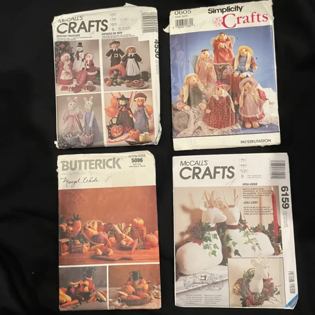 Sewing Patterns Craft Lot Deer,fruit, Rabbits, 4 Special Holiday Animals UNCUT