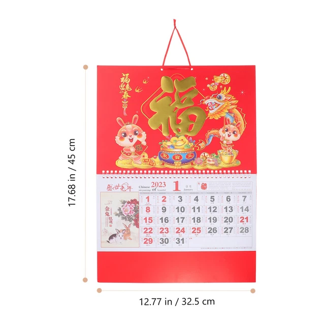 HANGING MONTHLY CALENDAR 2023 Year The Rabbit Calendar Home Décor Gift