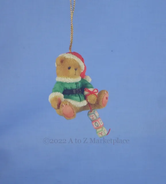 Cherished Teddies Enesco NIB NOS Santa Bear w/Joy Blocks Ornament 176168