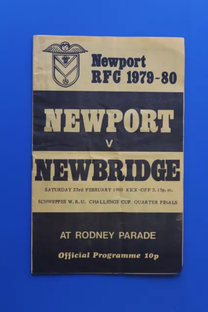NEWPORT v NEWBRIDGE 1979-1980 Rugby Union Challenge Cup Q/F programme