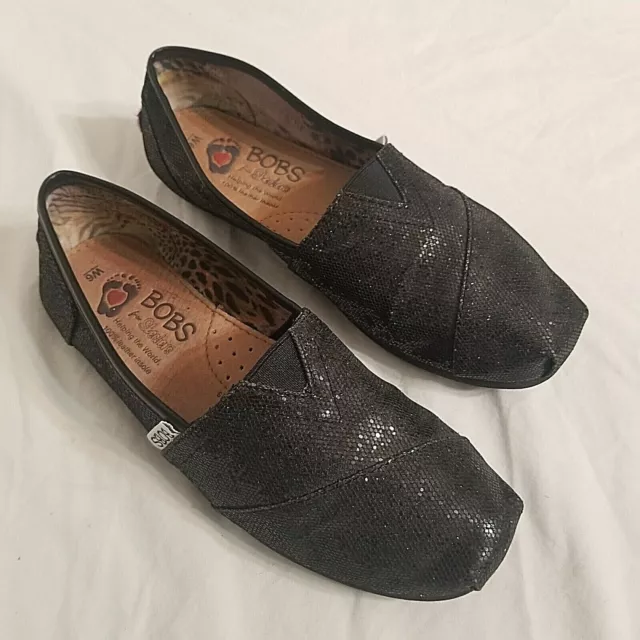 Skechers bobs black sales glitter