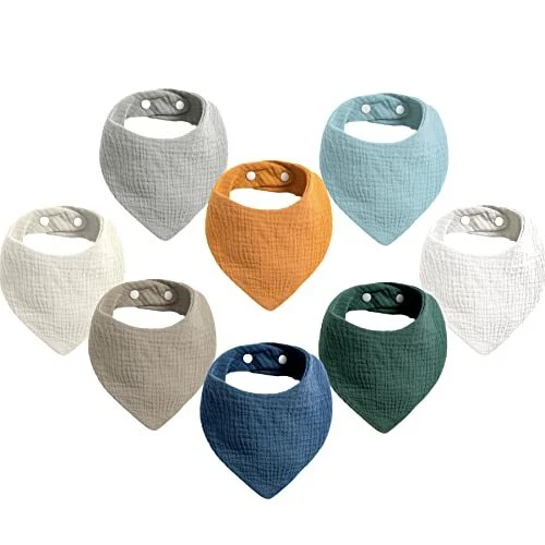 Muslin Baby Bandana Bibs 100% Cotton Infant Bibs for Newborns and Toddlers 8 ...