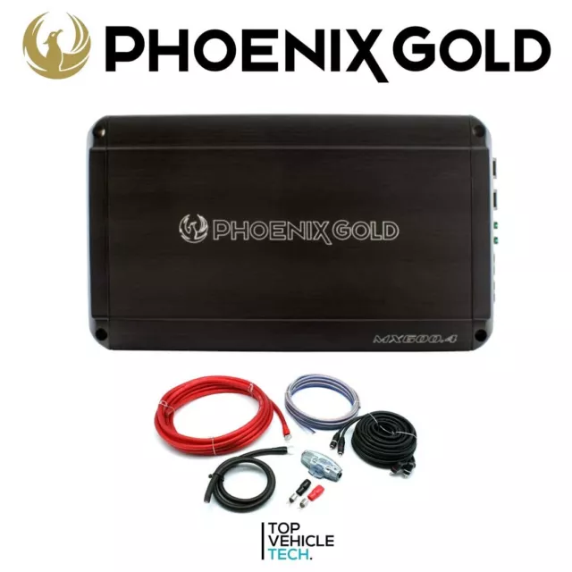 600W  4 Channel Amp  Phoenix Gold Mx600.4 Class D Car Audio Amp + Wiring Kit