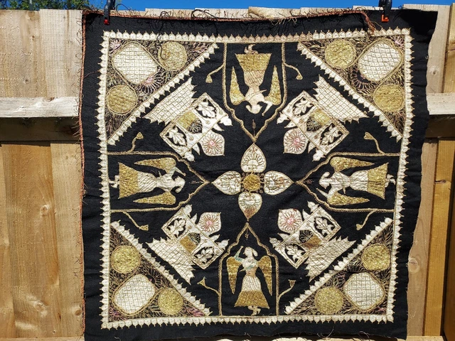Antique-Turkish/ Ottoman- Gold Thread Embroidered/ Angel Gabriel-Cafe Table...