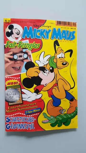 Micky Maus Comicheft Nr. 34 1998 mit Beilage Falt-Fernglas