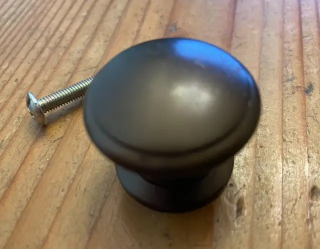 (1) Oil Rubbed Bronze Button Style Cabinet Knob ~ 1-3/16 Inch Diameter
