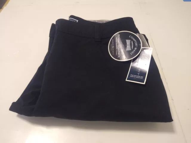Karen scott comfort waist straight leg cotton blend pants deep black