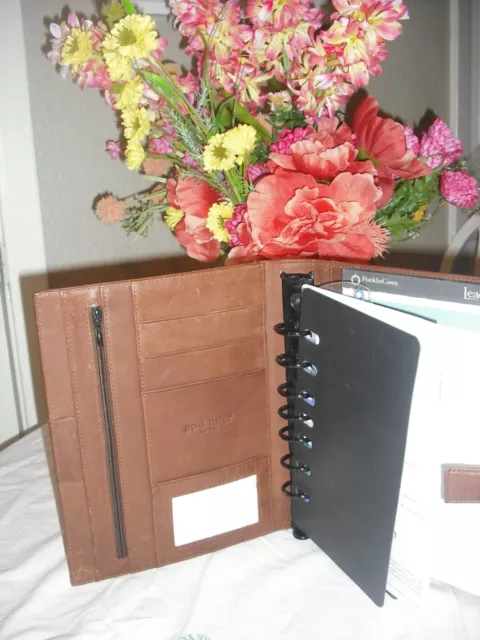 Vintage Day-Timer Brown Leather Planner 7 Ring Binder Notebook Organizer Classic