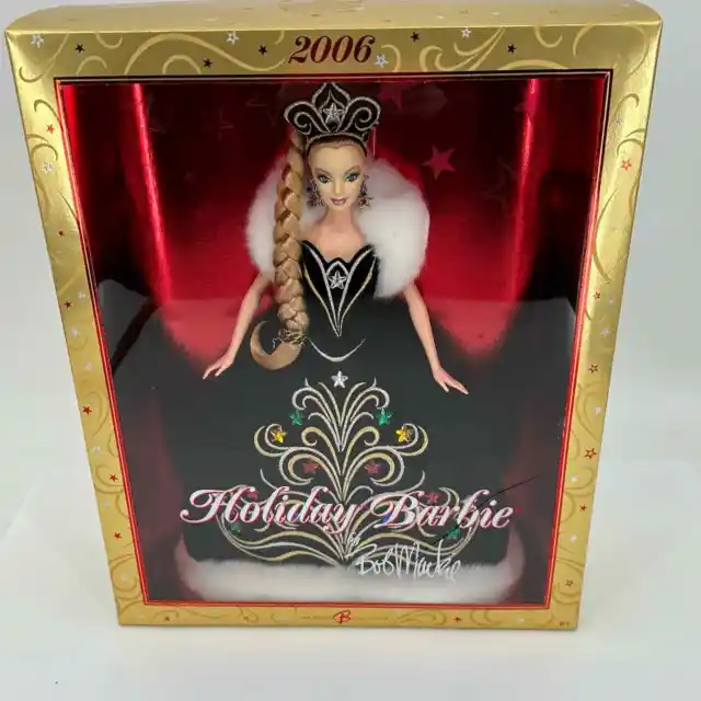 Barbie 2006 Holiday Barbie by Bob Mackie Mattel J0949 Christmas Black Velvet NIB