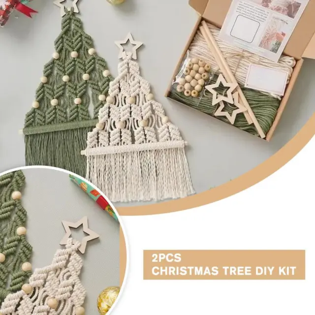 Christmas Tree DIY Weaving Macrame Material Kits Xmas Wall Decor Hangings X2I9