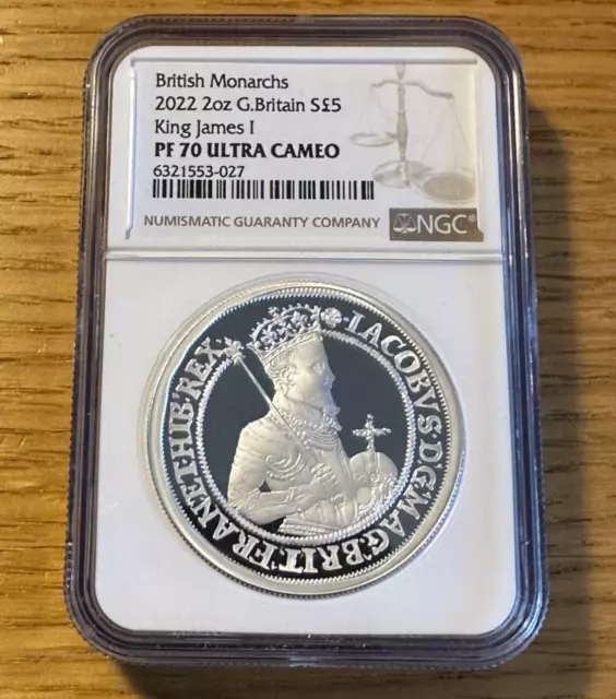 2022 2oz Silver Proof James I British Monarchs NGC PF70 UCAM £5 Royal Mint