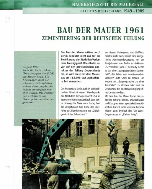 Bau der Mauer 1961 - Zementierung der Deutschen Teilung Infokarte